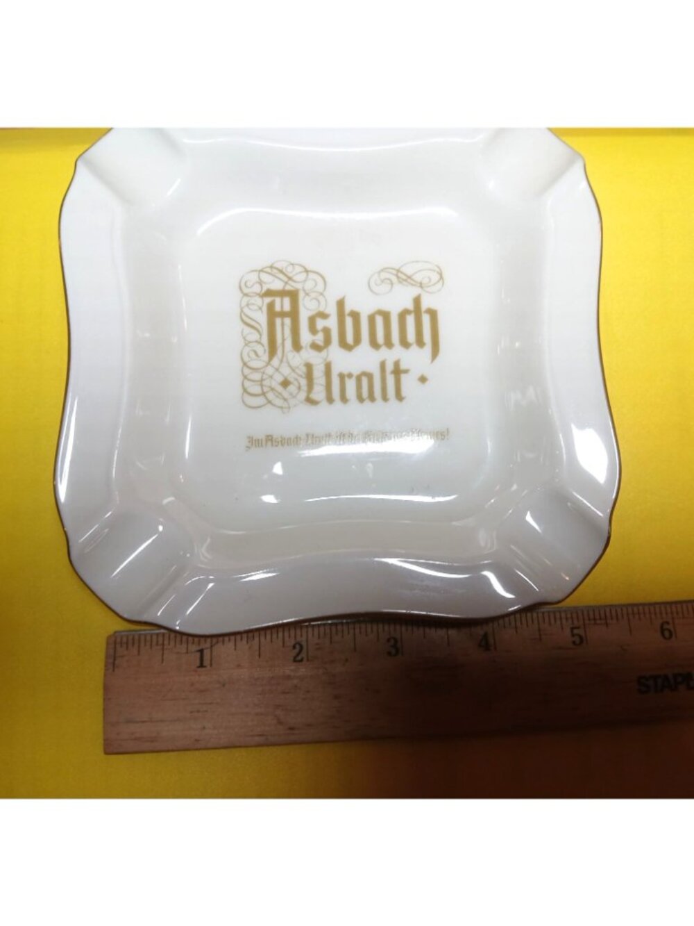 Asbach Uralt Porcelain Ashtray H&C Selb Bavaria Germany White Gold Vintage Cigar - Picture 5 of 12